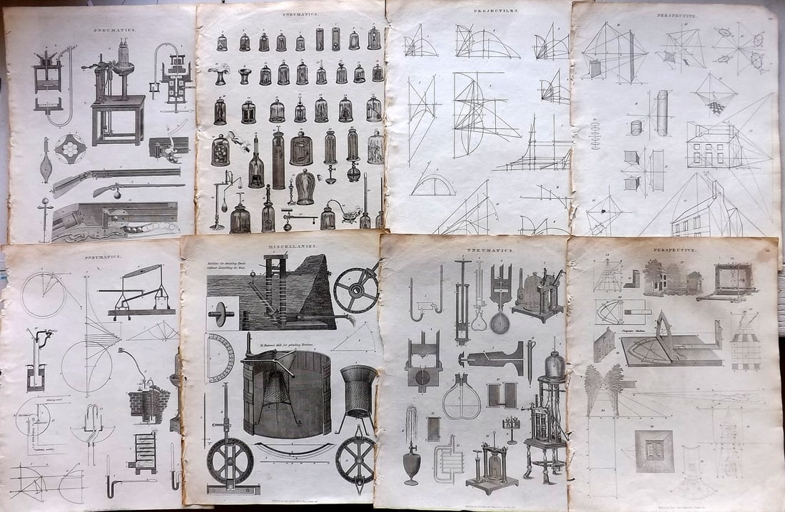 Johnson & Exley 1812 Lot of 8 Science & Tech Prints (1 of 1)
