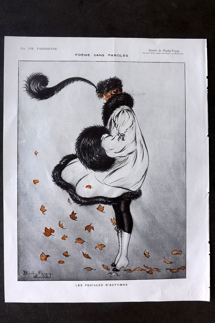 La Vie Parisienne 1917 Art Deco Print. Poeme sans Paroles by Bouby-Passy: Lithographs Published 1917, Paris for "La Vie Parisienne" Illustrated by Lissac, Barbier, Vallet, Valee, Prejelan, Herouard, Fournier, Kuhn-Regnier, Georges L?onnec and others. Verso text, but none sh
