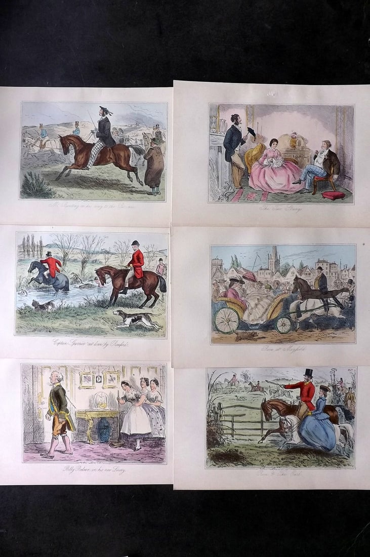 Leech, John C1860 Lot of 6 Hand Col Sporting Satire Prints. Jorrocks (1 of 1)