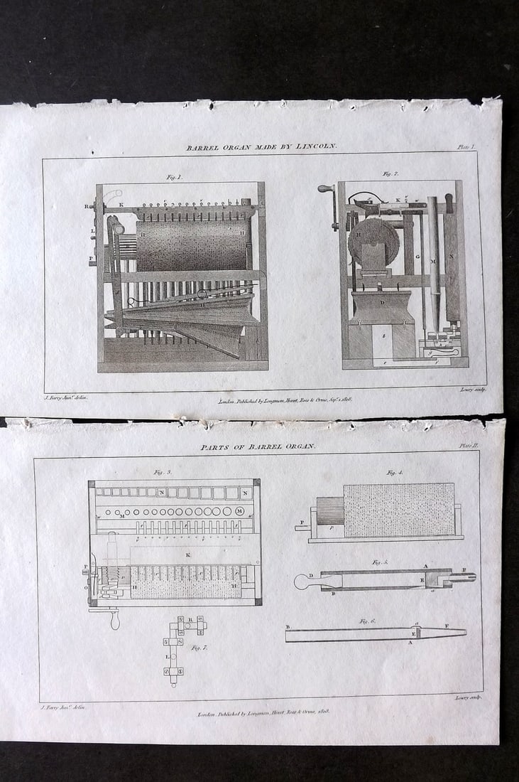 Nicholson, William 1809 Pair of Music Prints. Barrel Organ (1 of 1)