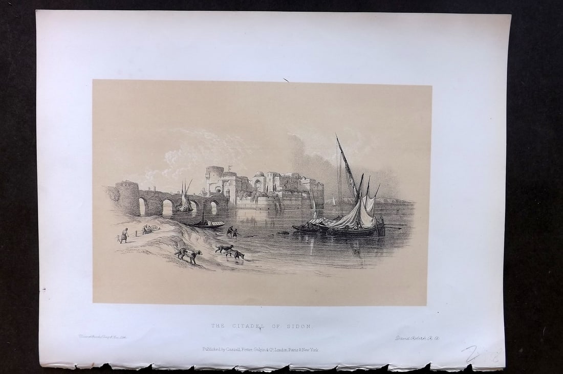 David Roberts Holy Land 4to 1887 Antique Print. The Citadel of Sidon. Lebanon (1 of 1)