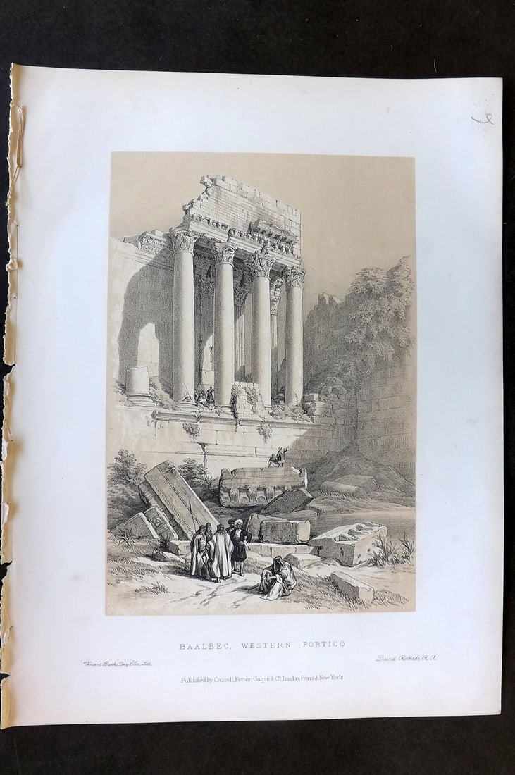 David Roberts Holy Land 1887 Antique Print. Baalbec, Western Portico. Lebanon (1 of 1)