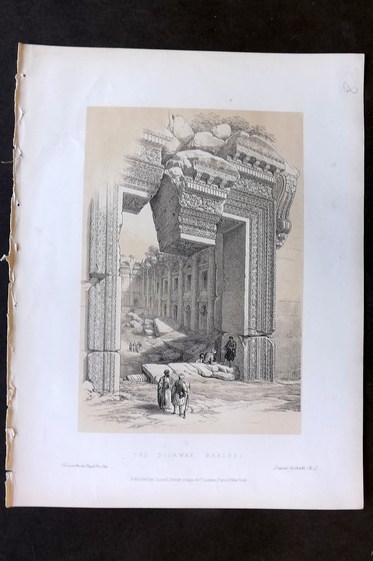 David Roberts Holy Land 4to 1887 Antique Print. The Doorway, Baalbec. Lebanon (1 of 1)