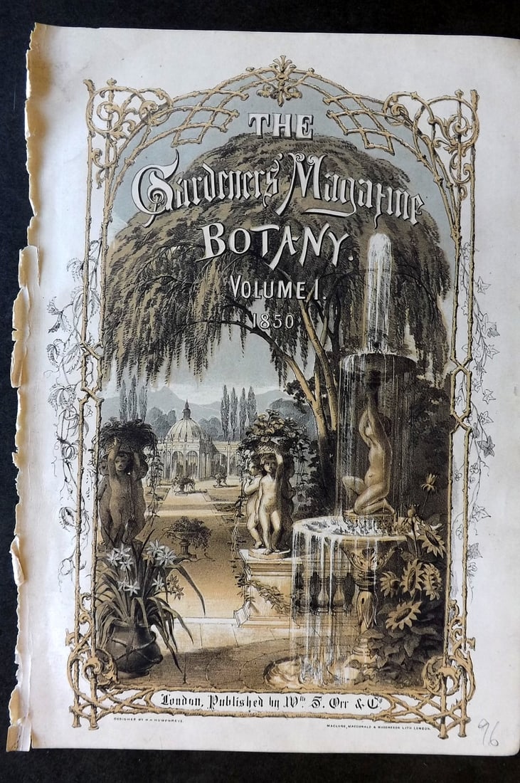 Moore & Ayres 1850 The Gardeners' Magazine of Botany Illus. Title Page (1 of 1)