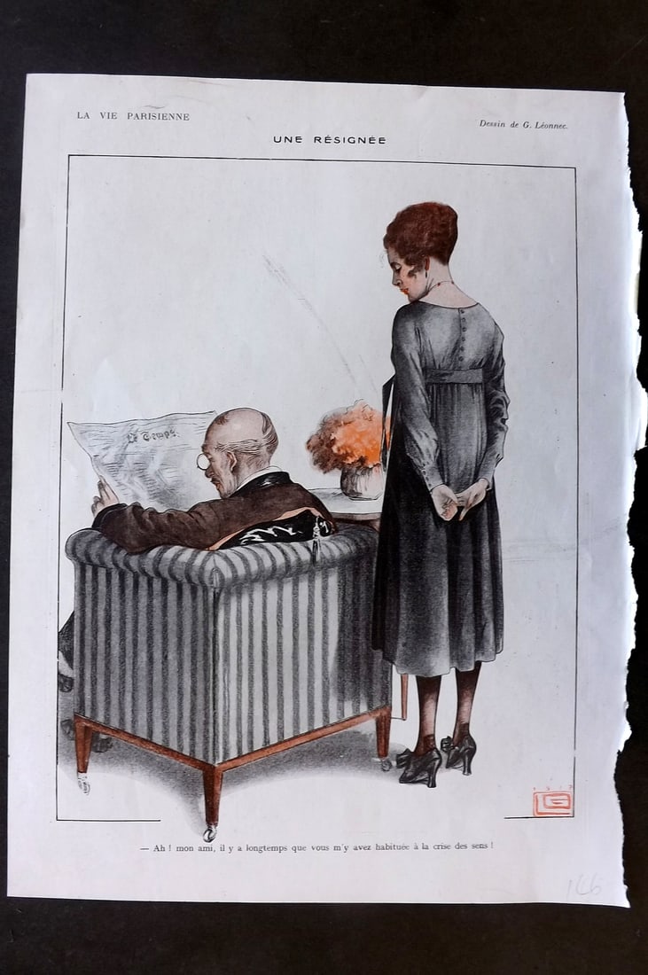 La Vie Parisienne 1917 Art Deco Print. Une Resignee by Leonnec (1 of 1)