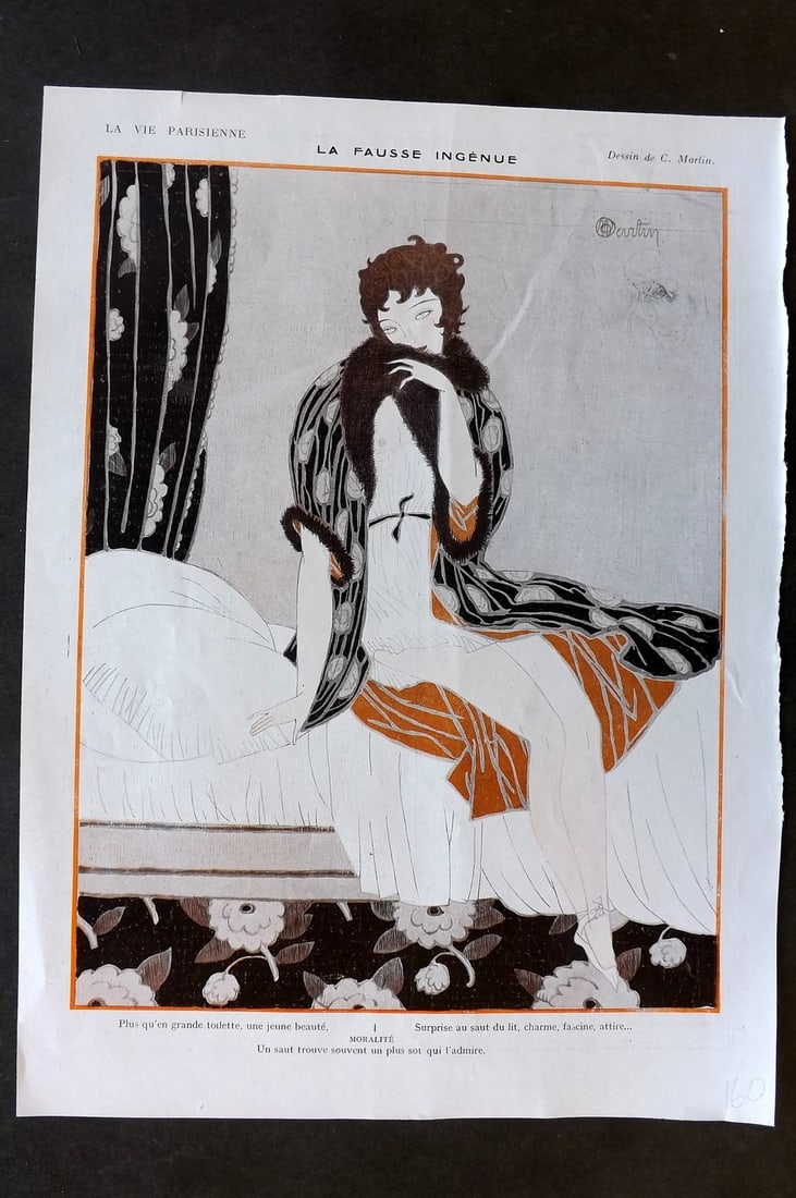 La Vie Parisienne 1917 Art Deco Print. La Fausse Ingenue by Martin (1 of 1)