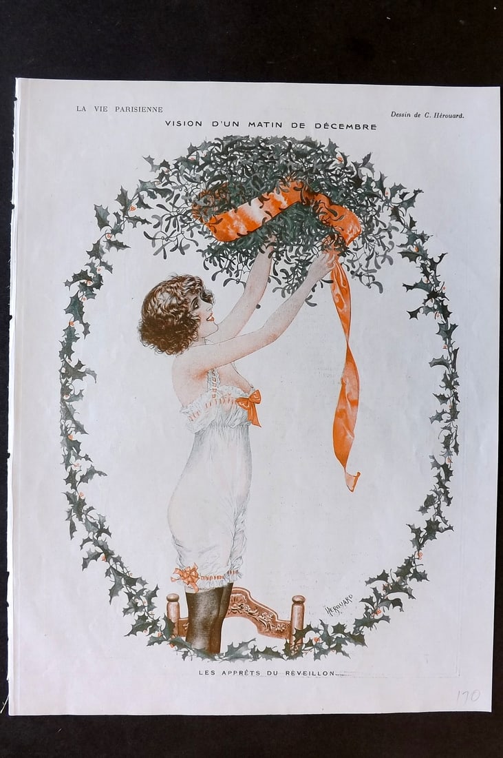 La Vie Parisienne 1917 Art Deco Print. Vision d'Un Matin de Decembre by Herouard (1 of 1)