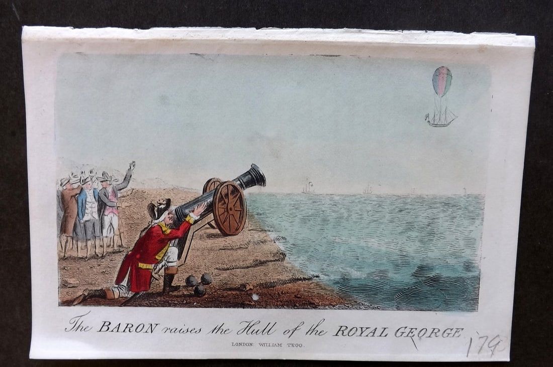 Munchausen & Cruikshank 1877 HC. Baron raises the Holl of the Royal George (1 of 1)