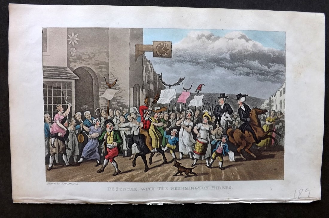 Rowlandson, Thomas 1855 HCol Doctor Syntax Satire Print. With the Skimmington Riders (1 of 1)