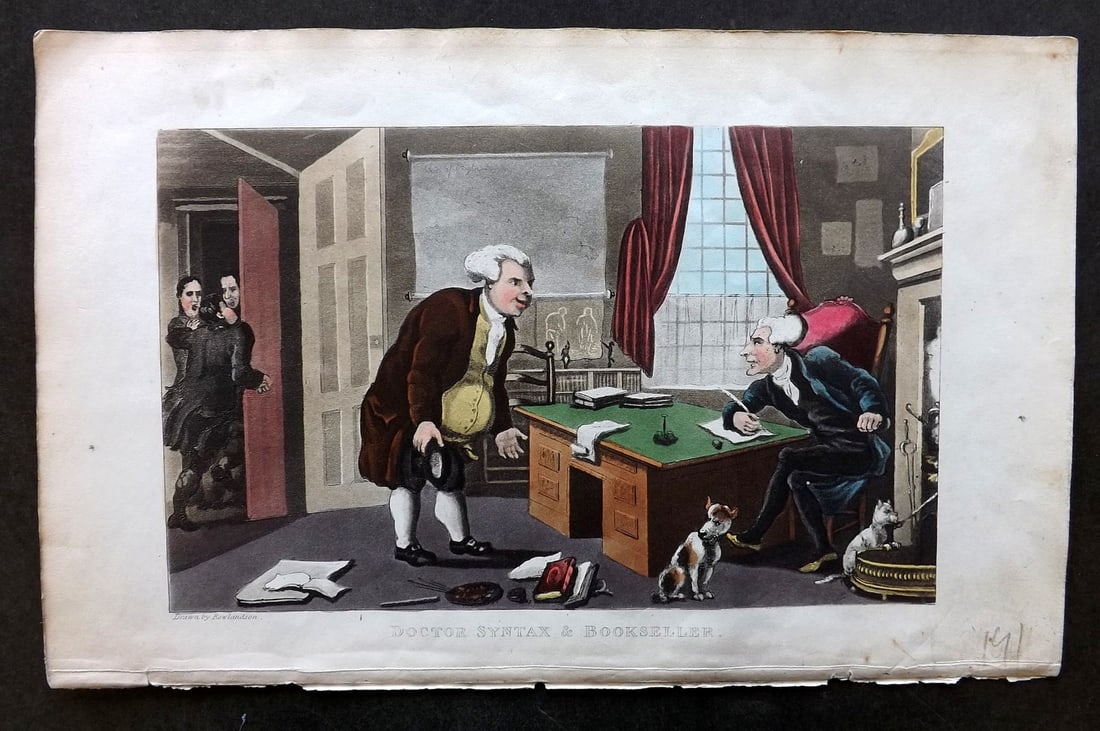 Rowlandson, Thomas 1855 HCol Doctor Syntax Satire Print. Doctor Syntax & A Bookseller (1 of 1)