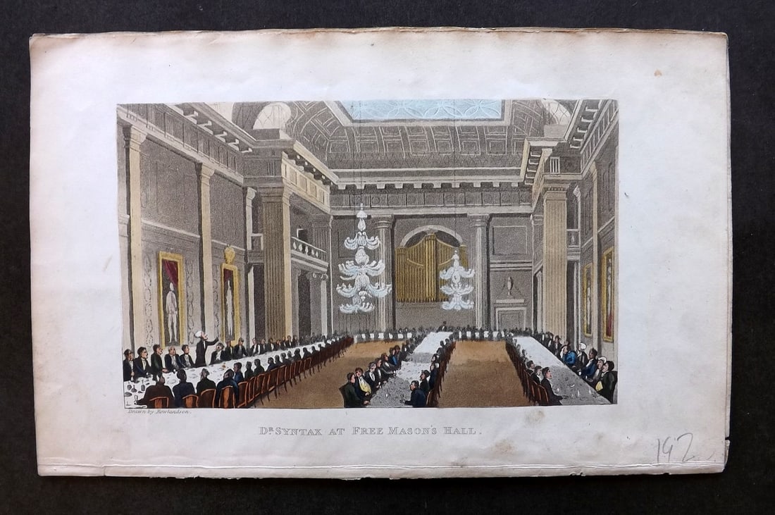 Rowlandson, Thomas 1855 HCol Doctor Syntax Satire Print. At Freemason's Hall (1 of 1)