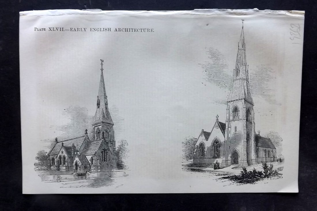 Beeton 1870 Antique Print. Early English Architecture 47: Antique Wood Engraving (Reverse side blank) Published 1870, London for "Beeton's Science, Art, and Literature..." by Samuel Orchart Beeton. Paper Size: 8 x 5.5 inch (21 x 14cm) Very minor text offsett