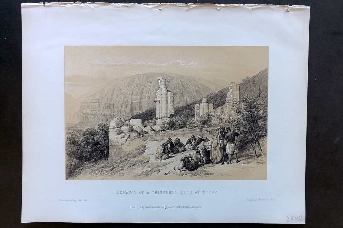 Roberts, David 1887 Holy Land Print. Remains of a Triumphal Arch at Petra (1 of 1)