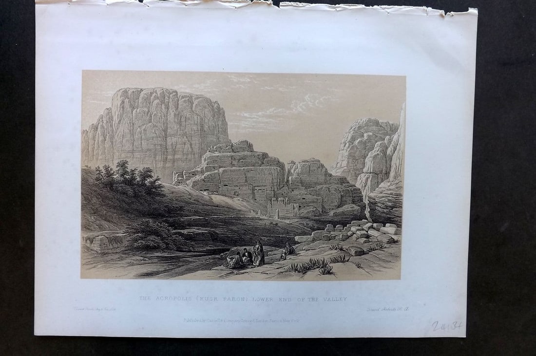 Roberts, David 1887 Holy Land Print. The Acropolis (Kusr Faron) Lower End of the Valley (1 of 1)