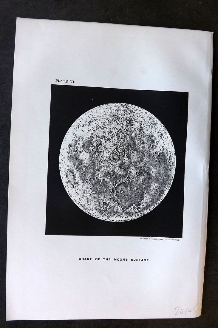 Ball, Robert C1900 Antique Astronomy Print. Chart of the Moon's Surface 06 (1 of 1)