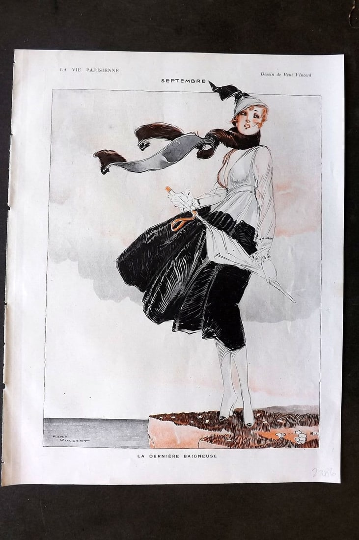 La Via Parisienne 1917 Art Deco Print. Septembre by Rene Vincent (1 of 1)