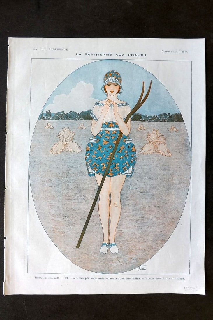 La Via Parisienne 1917 Art Deco Print. La Parisiemme aux Champs by Vallee (1 of 1)