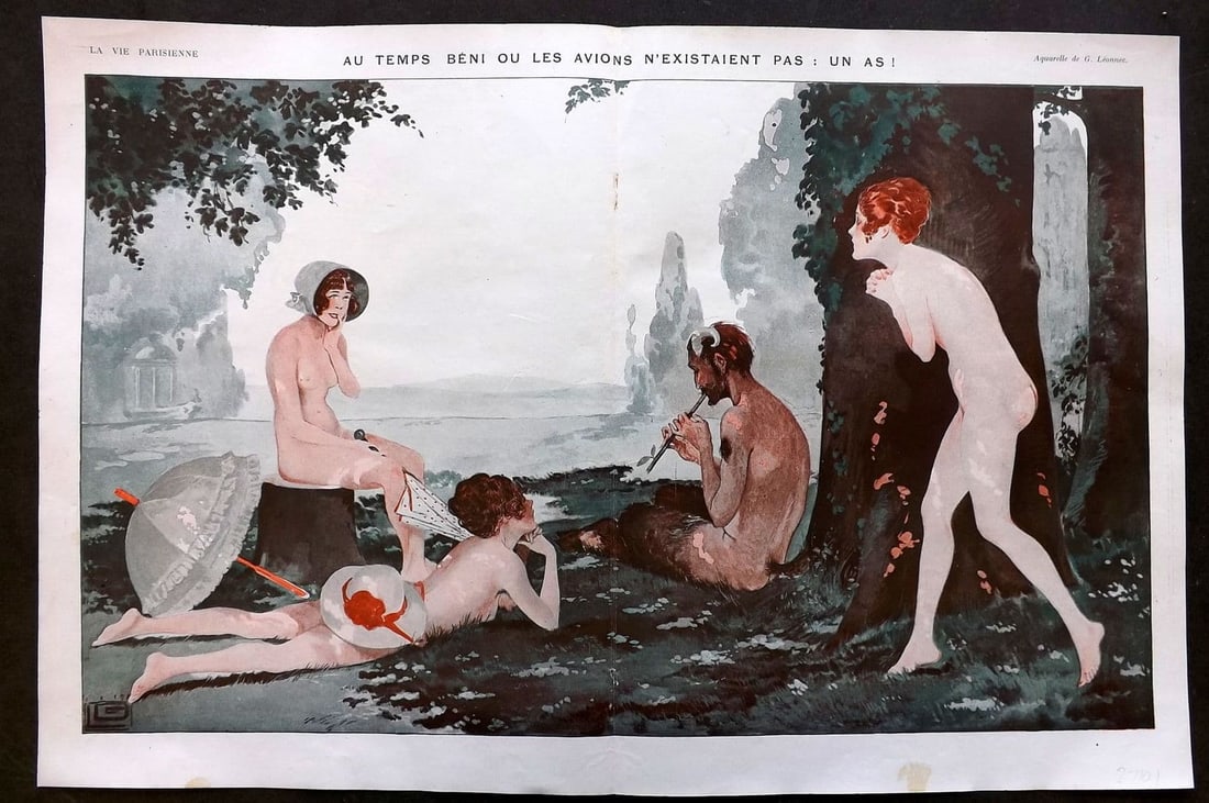 La Via Parisienne 1917 Art Deco Double. Au Temps beni ou les avions.. Leonnec (1 of 1)