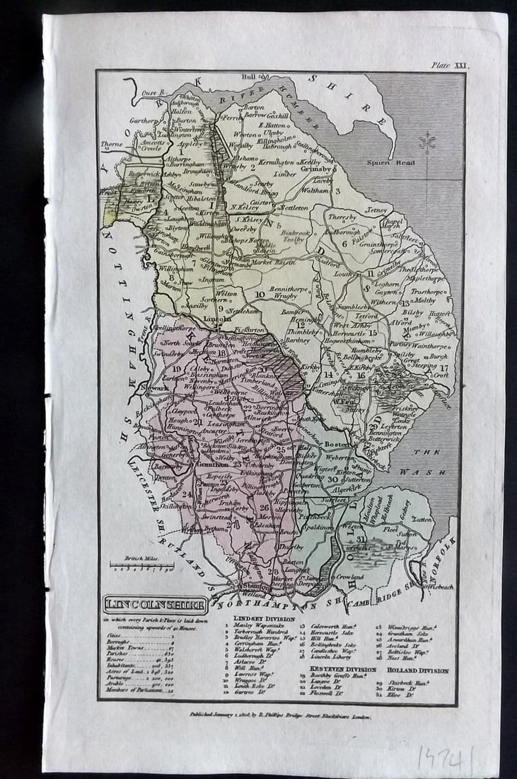 Capper, Benjamin 1808 Hand Col British County Map. Lincolnshire (1 of 1)