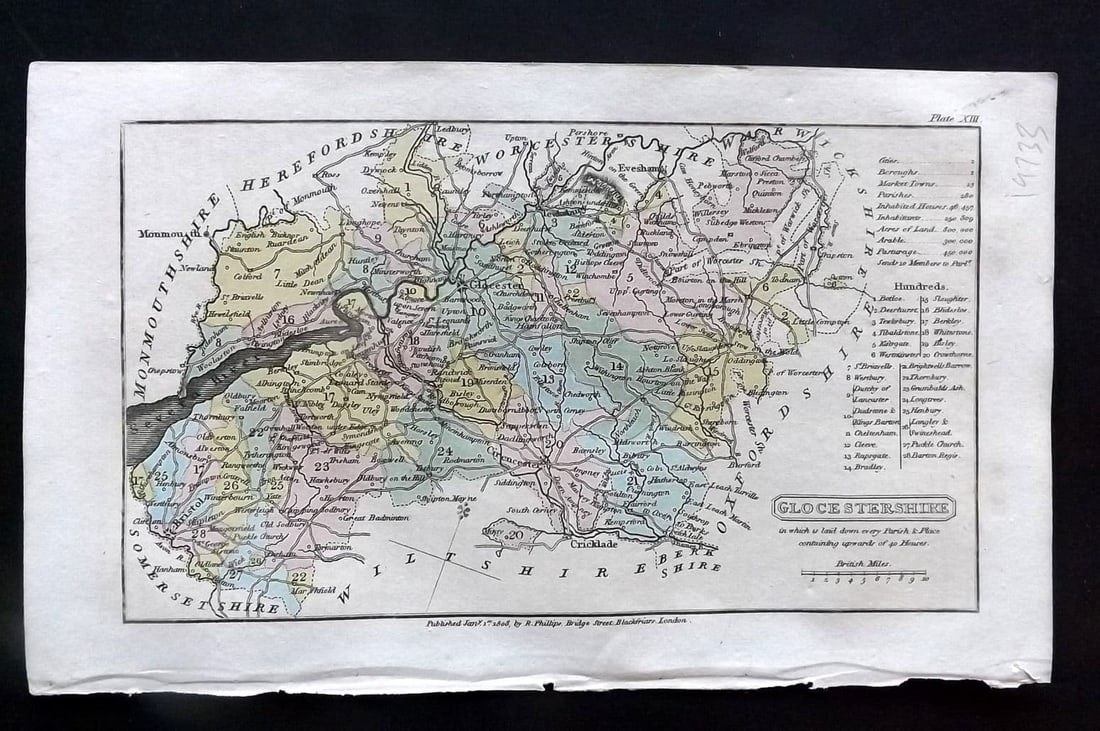 Capper, Benjamin 1808 Hand Col British County Map. Gloucestershire Cotswolds (1 of 1)
