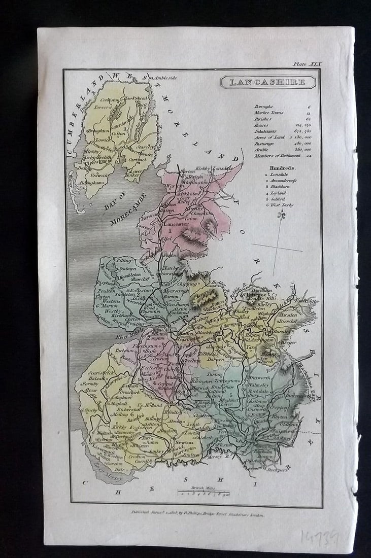 Capper, Benjamin 1808 Hand Col British County Map. Lancashire (1 of 1)