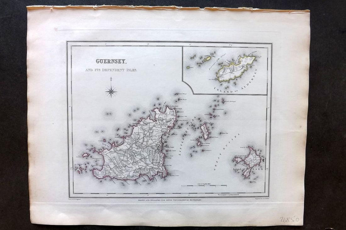 Lewis (Pub) 1842 British County Map. Guernsey Channel Islands (1 of 1)