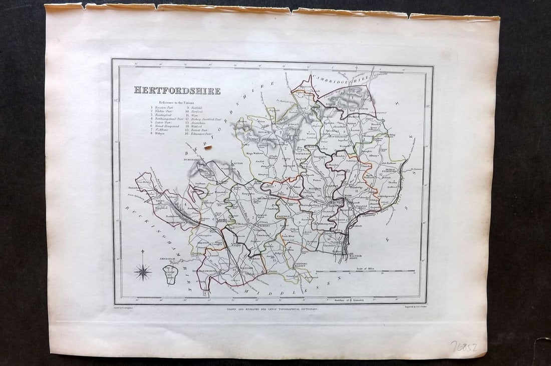 Lewis (Pub) 1842 British County Map. Hertfordshire (1 of 1)