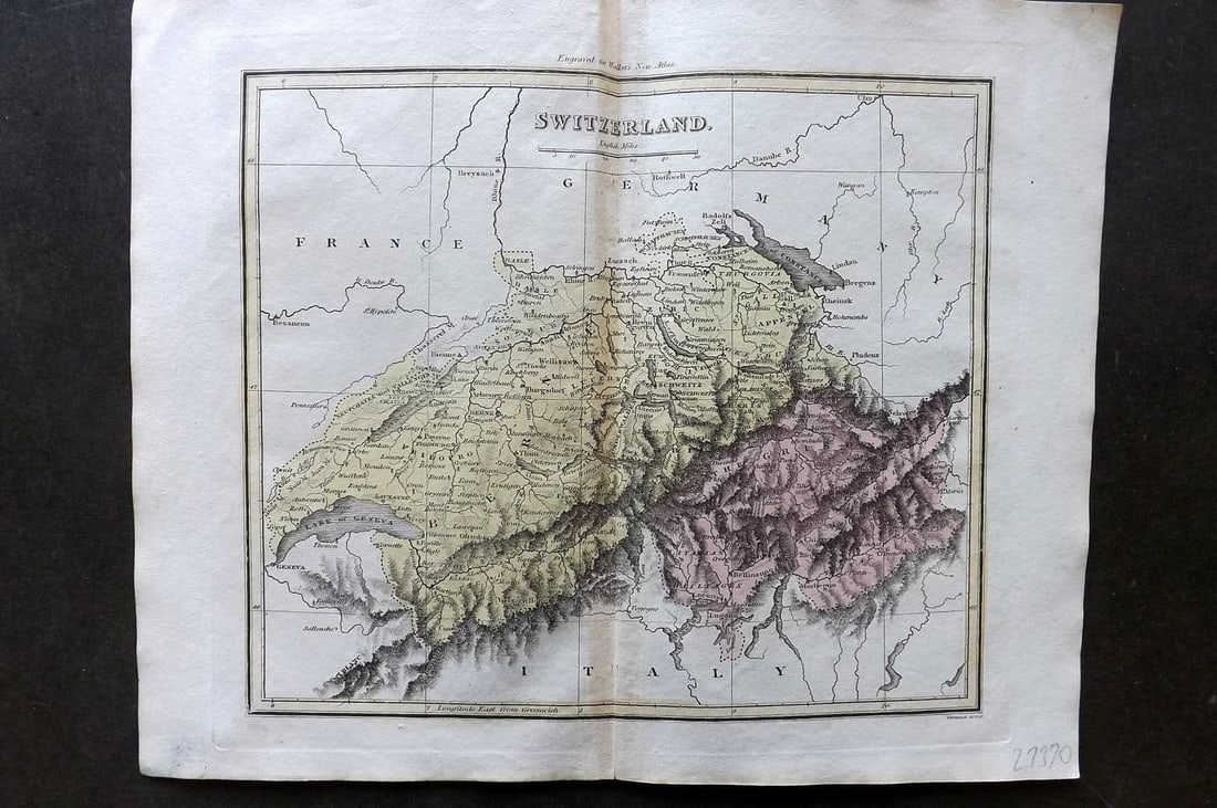 Thomson & Walker 1820 Hand Col Map. Switzerland (1 of 1)