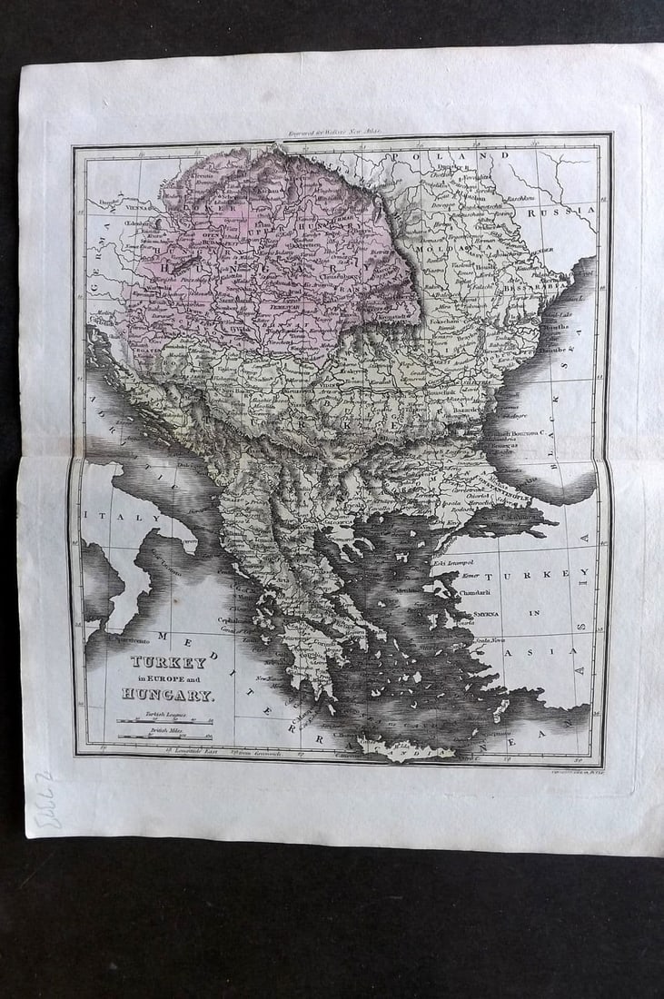 Thomson & Walker 1820 Hand Col Map. Turkey in Europe and Hungary (1 of 1)
