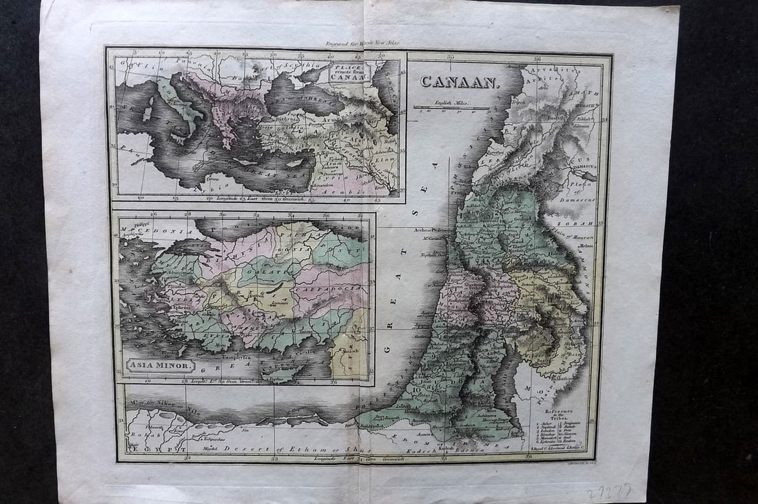 Thomson & Walker 1820 Hand Col Map. Holy Land. Canaan Asia Minor Palestine (1 of 1)