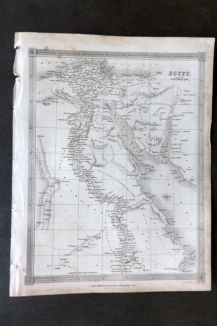 Findlay, Alexander C1835 Antique Map. Egypt: Antique Steel Engraved Map Published C1835 by Thomas Kelly, London for "A New and Universal English Dictionary" by the Rev. James Barclay. Maps by Alexander Findlay. Paper Size: 11 x 8 inch (28 x 21cm