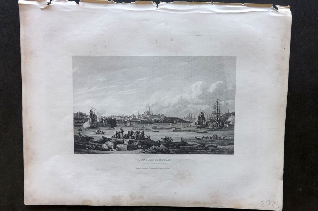 Barclay, James C1835 Antique Print. Contantinople Istanbul, Turkey: Antique Steel Engraving Published C1835 by Thomas Kelly, London for "A New and Universal English Dictionary" by the Rev. James Barclay. Maps by Alexander Findlay. Paper Size: 11 x 8 inch (28 x 21cm) V