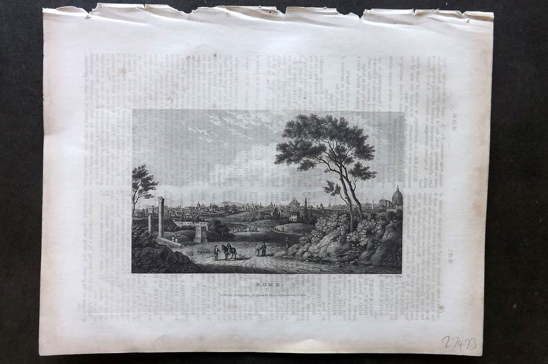 Barclay, James C1835 Antique Print. Rome, Italy: Antique Steel Engraving Published C1835 by Thomas Kelly, London for "A New and Universal English Dictionary" by the Rev. James Barclay. Maps by Alexander Findlay. Paper Size: 11 x 8 inch (28 x 21cm) H