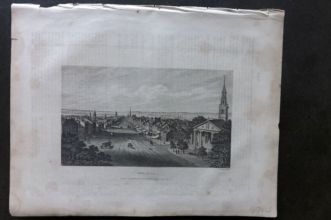 Barclay, James C1835 Antique Print. New York, USA: Antique Steel Engraving Published C1835 by Thomas Kelly, London for "A New and Universal English Dictionary" by the Rev. James Barclay. Maps by Alexander Findlay. Paper Size: 11 x 8 inch (28 x 21cm) S
