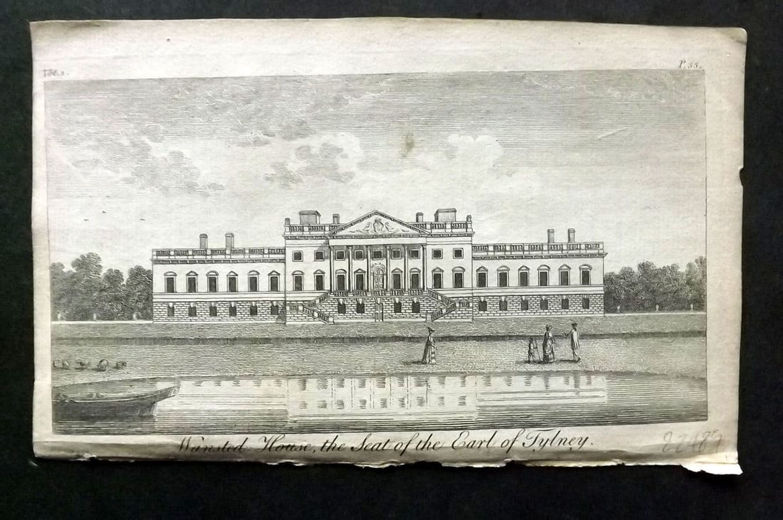 UK 1777 Antique Print. Wansted House, Seat of the Earl of Tylney (1 of 1)
