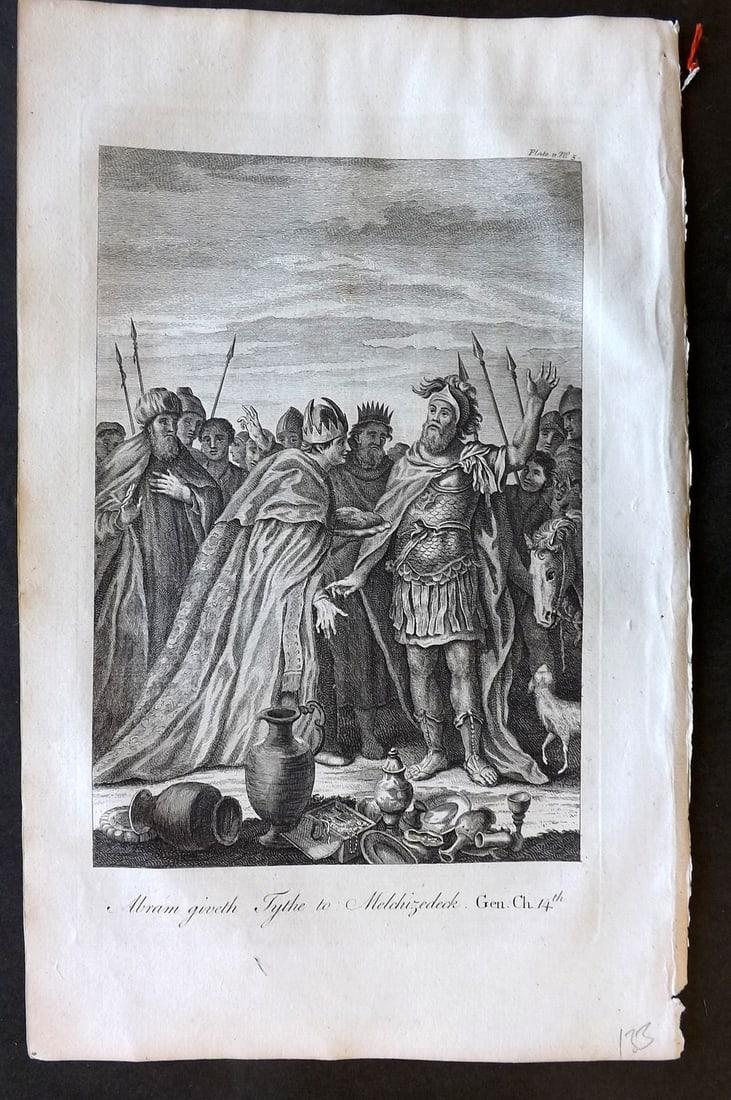 Goadby (Pub) 1770 Folio Religious Print. Abram giveth Tythe to Melchizedeck (1 of 1)