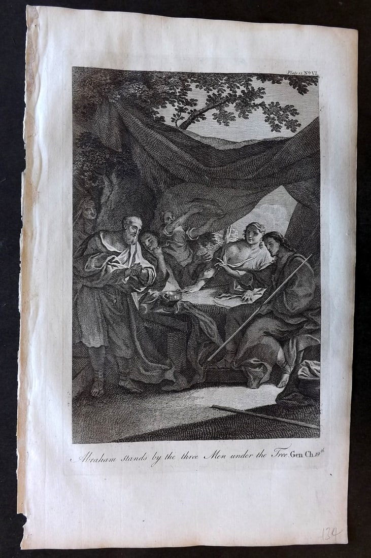 Goadby (Pub) 1770 Folio Print. Abraham stands by the three Men under the Tree (1 of 1)