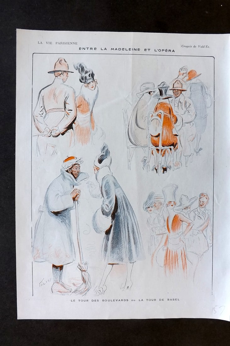 La Vie Parisienne 1917 Art Deco Print. Entre la Madeleine et L'Opera by Vald'Es (1 of 1)