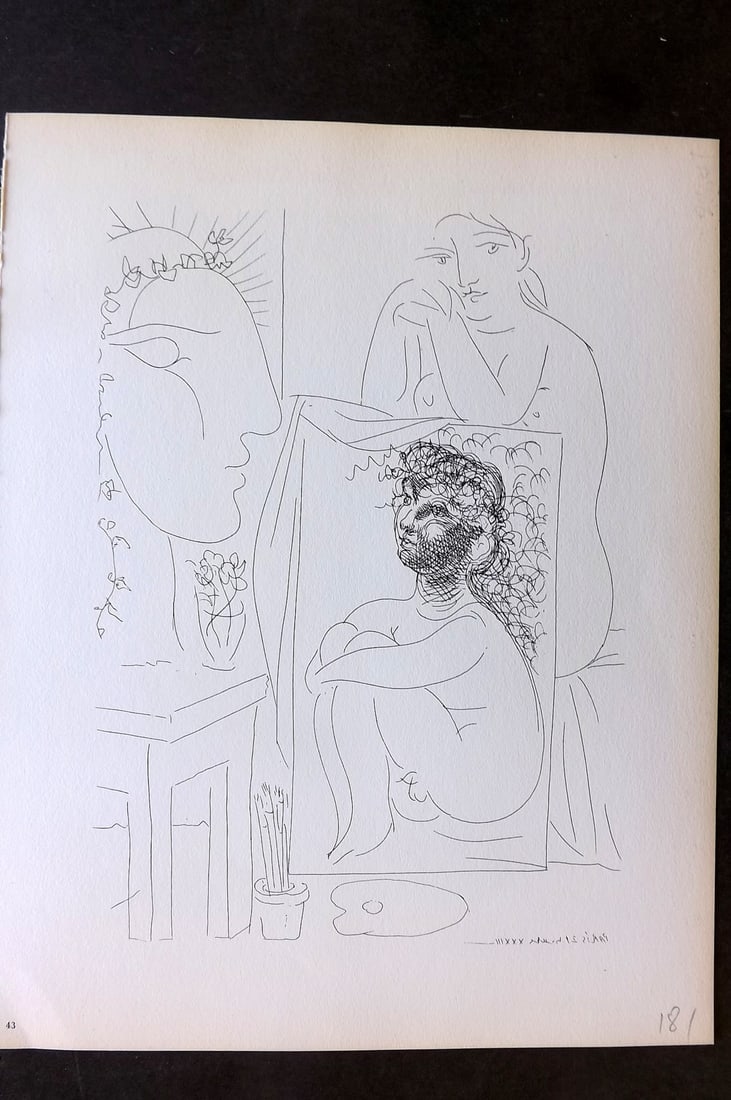 Picasso Vollard 1956 Print. Seated Nude with Painting and Sculptured Head 43 (1 of 1)