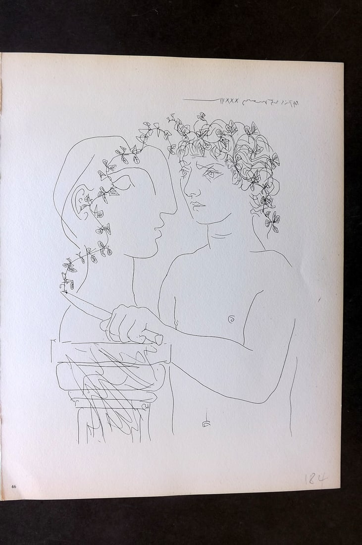 Picasso Vollard Suite 1956 Print. Young Sculptor at Work 46: Vintage Photogravure Published 1956, London for "Picasso's Vollard Suite" First English Edition of 100 Etchings created by Picasso between 1930-37. Printed on Good Quality Paper in Germany. Paper Size