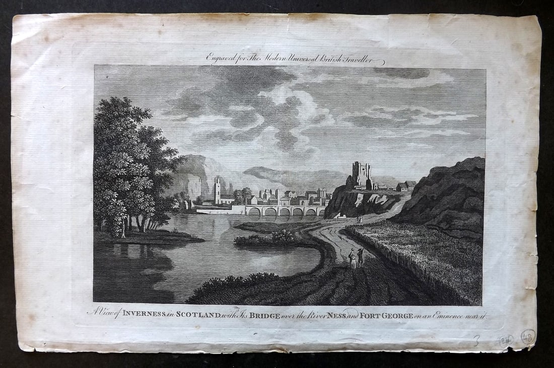 Burlington, Charles 1779 Folio Print. Fort George, Inverness, Scotland: Folio Copper Plate Published 1779 by J. Cooke, London for "The Modern Universal British Traveller or, a New, Complete, and Accurate tour Through England, Wales, Scotland, and the Neighbouring Islands"