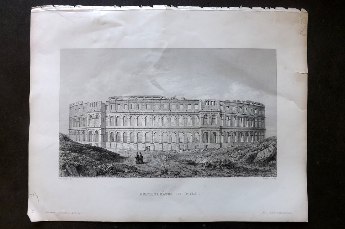 Gailhabaud, Jules 1850 Folio Print. Amphitheatre de Pola, Istrie Istria Croatia (1 of 1)