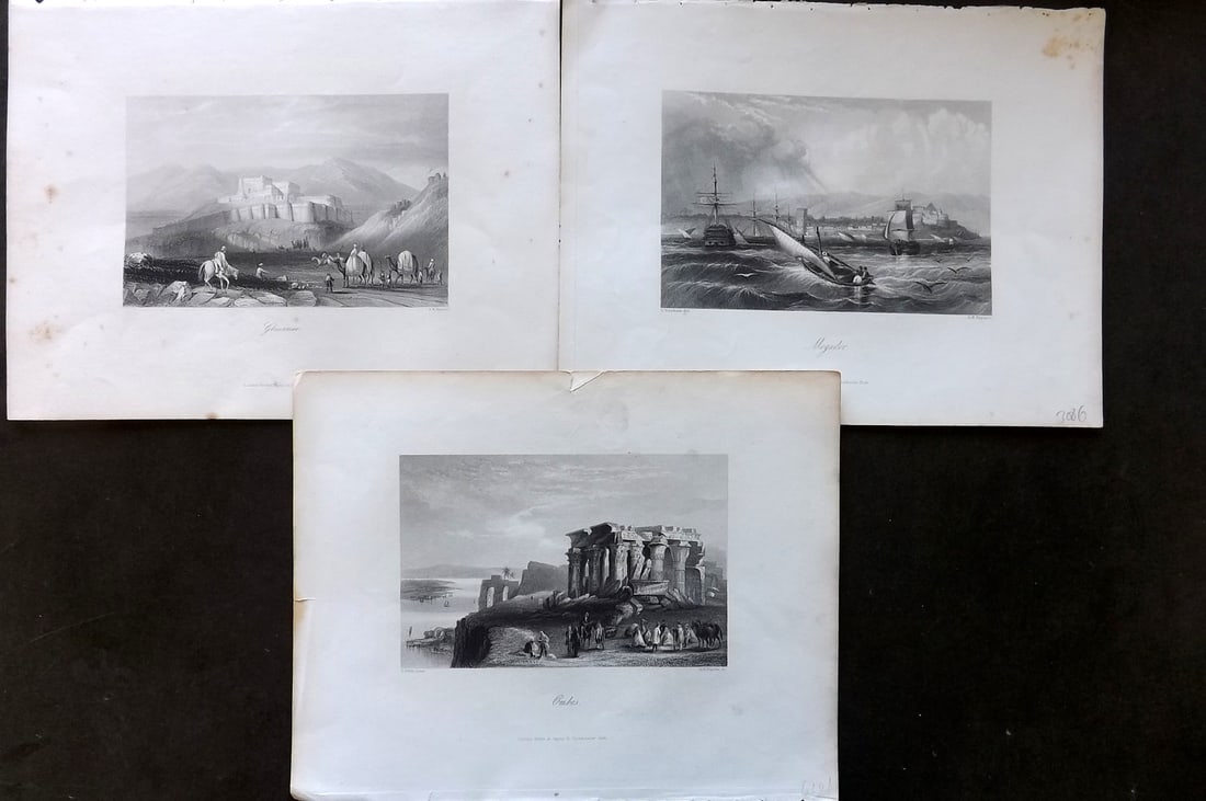 Payne 1847 Lot of 3 Antique Prints. Egypt, Morocco, Afghanistan (1 of 1)