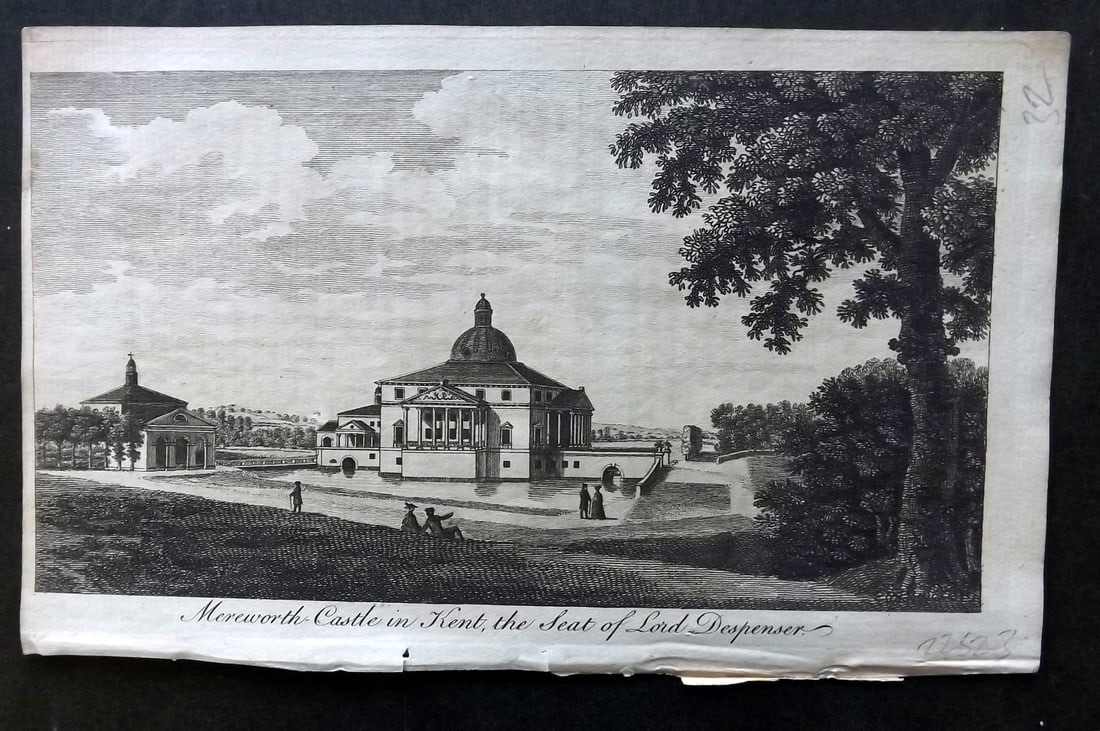 UK 1777 Antique Print. Mereworth Castle in Kent, Seat of Lord Dempenser (1 of 1)