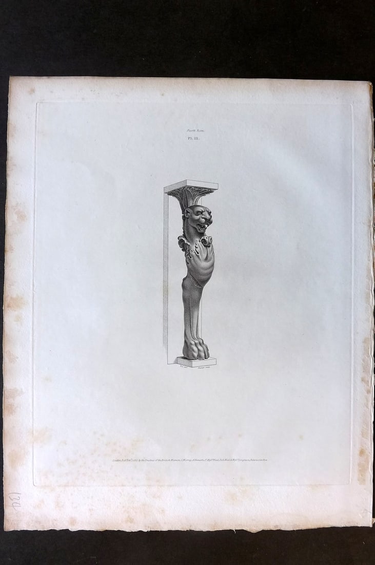 BM Marbles 1818 Folio Statue Sculpture Print. Support of an Ancient Tripod Table 03 (1 of 1)