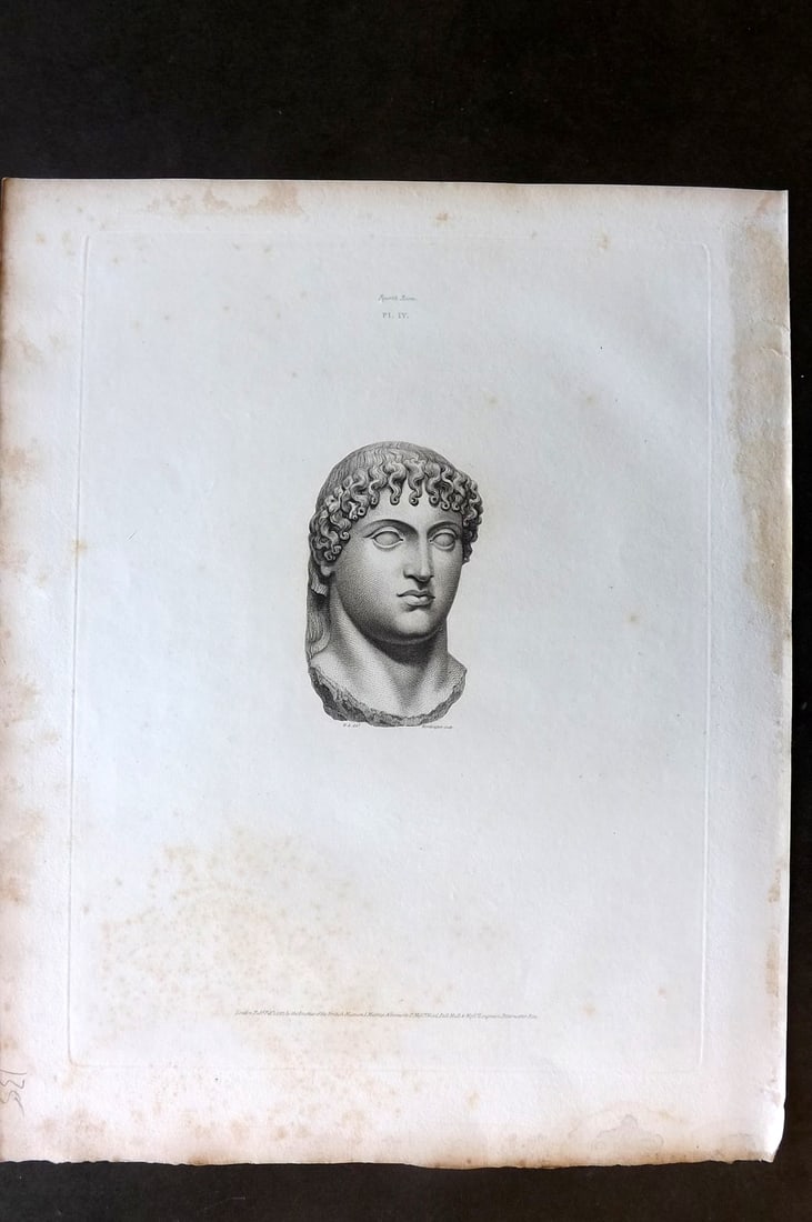 BM Marbles 1818 Folio Statue Sculpture Print. Head of Apollo 04 (1 of 1)