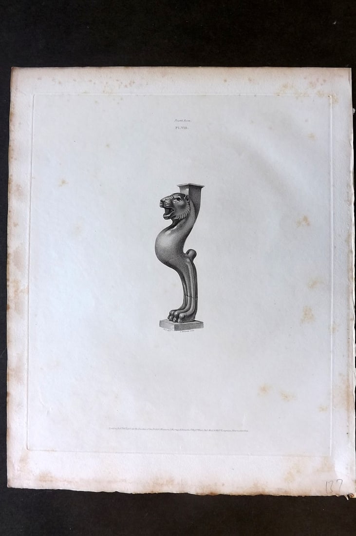 BM Marbles 1818 Folio Statue Sculpture Print. Support of an Ancient Tripod Table in Porphyry 08 (1 of 1)