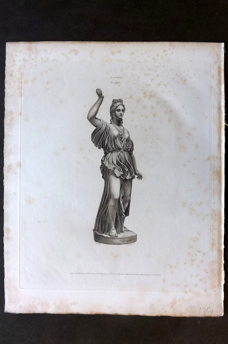 BM Marbles 1818 Folio Statue Sculpture Print. Statue of Diana 14 (1 of 1)