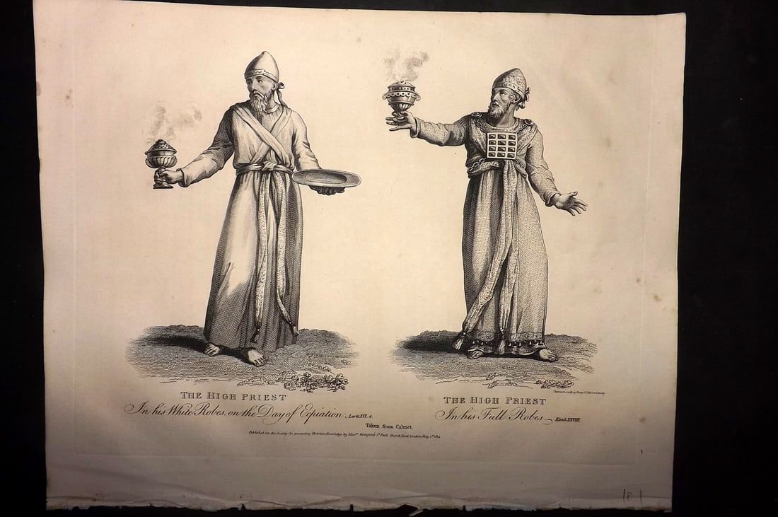 d'Orly & Mant 1817 Judaica Print. Jewish High Priests (1 of 1)