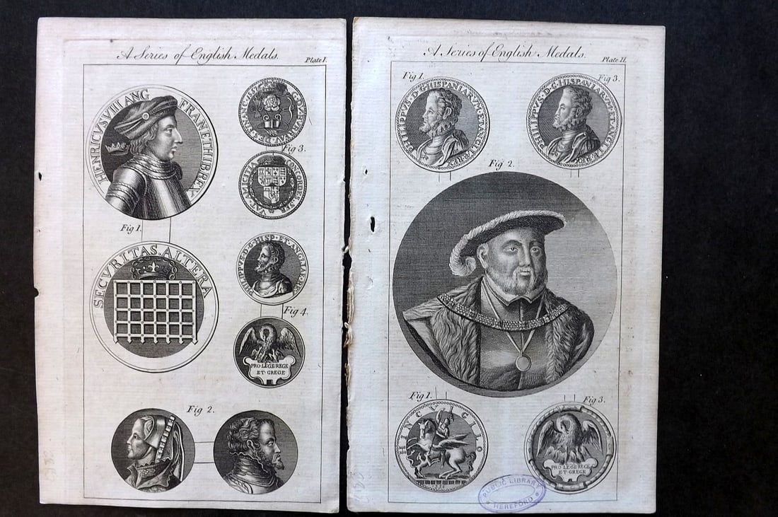 Gentleman's Mag 1778 Pair of Prints. Series of English Medals (1 of 1)